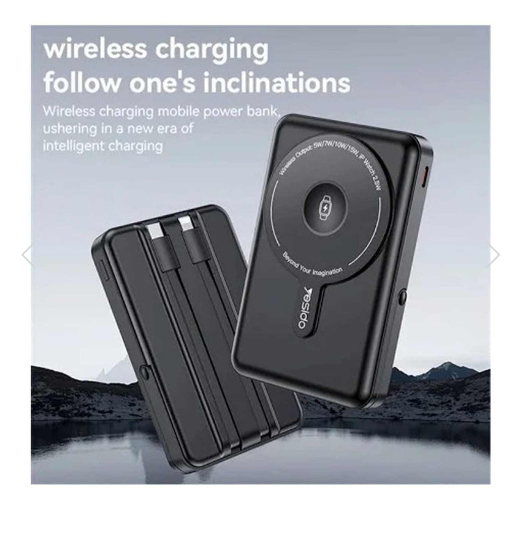 Yesido 10000mAh و فست شارژ )PD( پاوربانک وایرلس مدل 22.5 P72 - مشکی